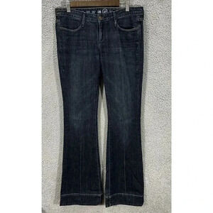 Earnest Sewn womens jeans 29 blue dark wash boot cut flare stretch low waist y2k